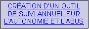 Zone de Texte: CRATION DUN OUTIL DE SUIVI ANNUEL SUR LAUTONOMIE ET LABUS